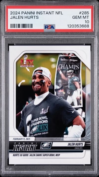 2024 Panini Instant Jalen Hurts Super Bowl LIX MVP Philadelphia Eagles PSA 10