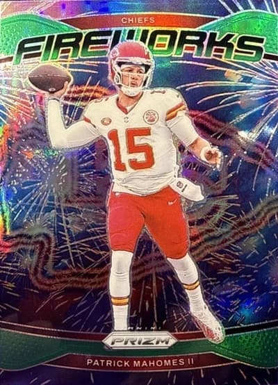 2024 Panini Prizm Football Patrick Mahomes II Fireworks Green Wave Prizm #1 (Kansas City Chiefs)