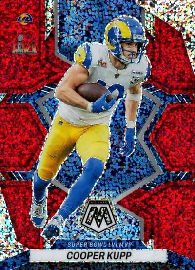 2022 Panini Mosaic Super Bowl MVPs Cooper Kupp #299 Sparkle Red Prizm Los Angeles Rams