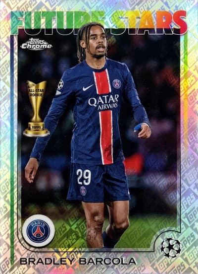 Bradley Barcola - 2024-25 Topps UEFA Club Competitions - Paris Saint-Germain Raindrops Foil #116 Future Stars RC