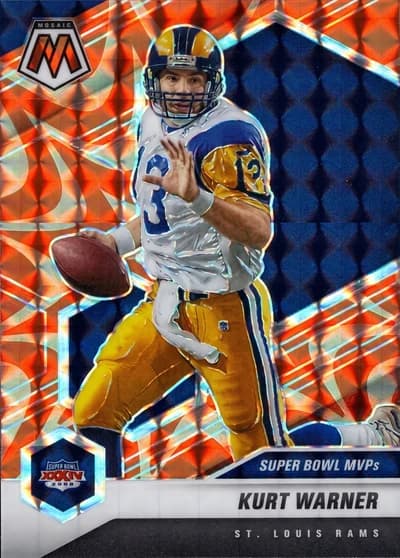 2021 Panini Mosaic Super Bowl MVPs Kurt Warner #294 Orange Reactive Prizm