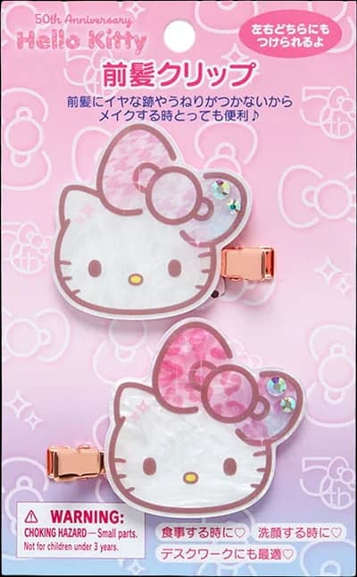 Hello Kitty Mini Hair Clip Set 50th Anniv. Fashionable Ribbons