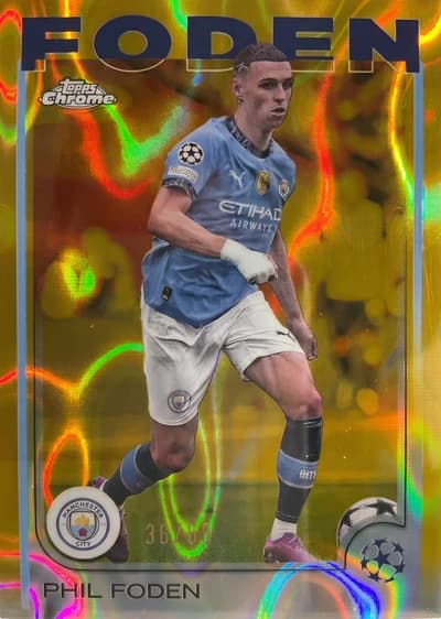 Phil Foden - 2024-25 Topps Chrome UEFA Club Competitions - Manchester City Gold Lava Refractor /50