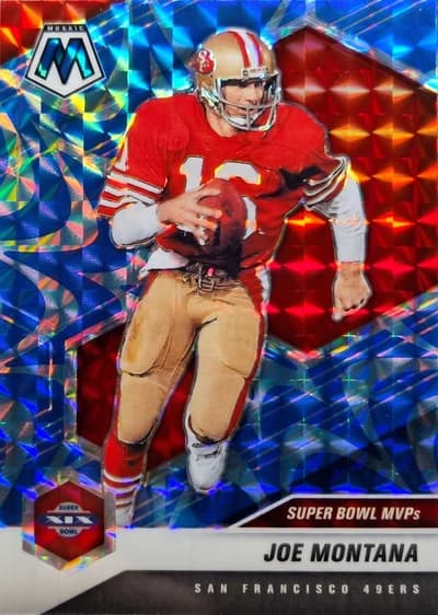 2021 Panini Mosaic Super Bowl MVPs Joe Montana #292 Reactive Blue Prizm San Francisco 49ers