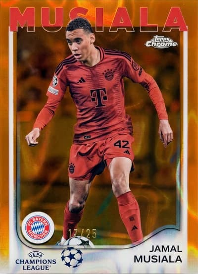 Jamal Musiala - 2024-25 Topps Chrome UEFA Club Competitions - Bayern Munich Orange Lava Refractor #42
