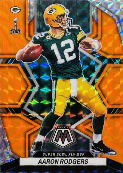 2022 Panini Mosaic Super Bowl MVPs Aaron Rodgers Orange Reactive Prizm Green Bay Packers
