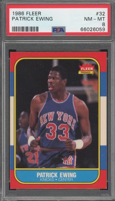 PSA 8 - Patrick Ewing 1986-87 Fleer #32 Rookie Card - New York Knicks