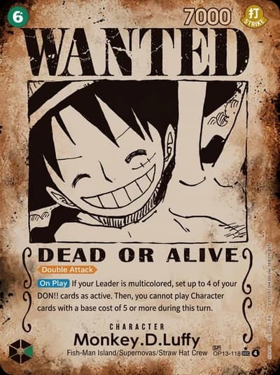 Monkey.D.Luffy (118) (Wanted Poster) - OP13-118 Secret Rare - Carrying On His Will