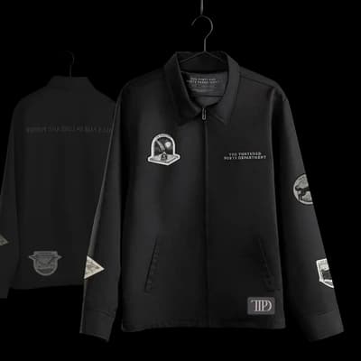 The Tortured Poets Department Black Jacket & 2 Patch Set Bundle