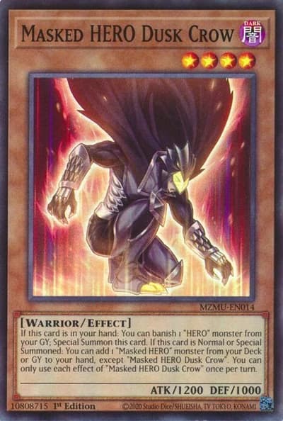 Masked HERO Dusk Crow - MZMU-EN014 Super Rare